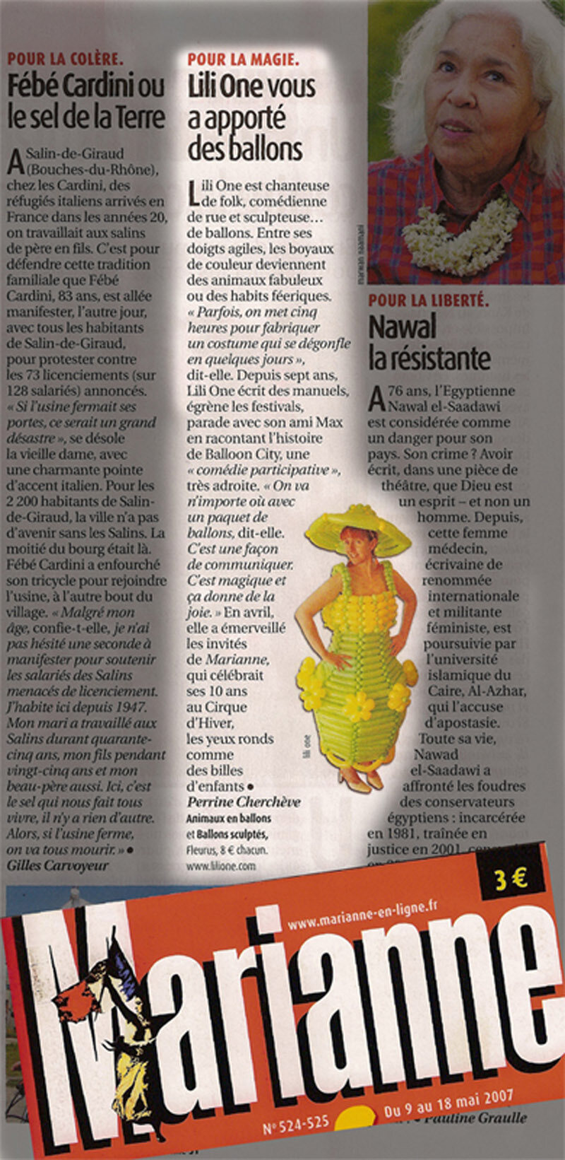 Le journal Marianne parle de l'artiste de ballon de Lili ONE